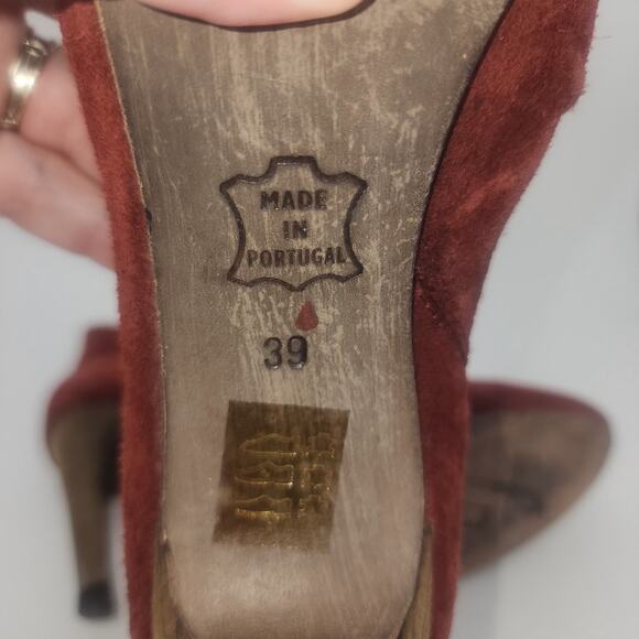 Free People Fairfax Heel Suede Zip Boot Womens 8.5/39 Rust Red corpcore office - Picture 7 of 9